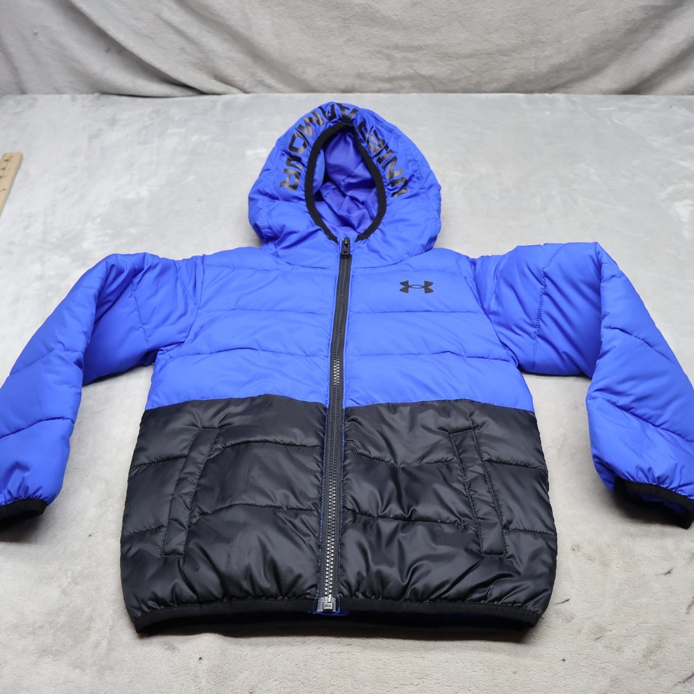 Under Armour Jacket Boys 7 Blue Pronto Quilted Hooded Midweight Insulated Puffer